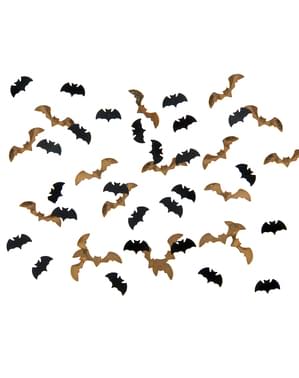 Stolní konfety ve tvaru netopýra černé & zlaté - Halloween