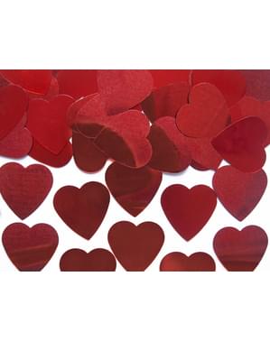 Confeti con forma de corazón rojo metálico de 25 mm para mesa - Valentine’s Day