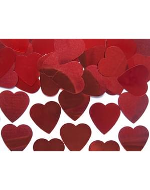 Confetti cu formă de inimă roșu metalizat de 25 mm pentru masă - Valentine’s Day