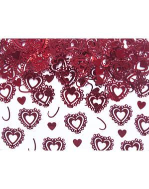 Vintage Hearts Foil Table Confetti, Red - Hari Valentine