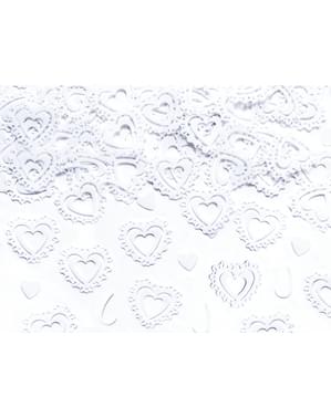 Vintage Hearts Foil Table Confetti, White - Hari Valentine