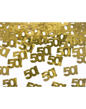 "50!" Foil Table Confetti, Gold - Milestone Ulang Tahun