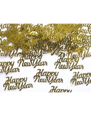 „Laimingi Naujieji Metai“ Folija Lentelė Konfetti, Auksas - Naujųjų Metų išvakarės ir Karnavalas