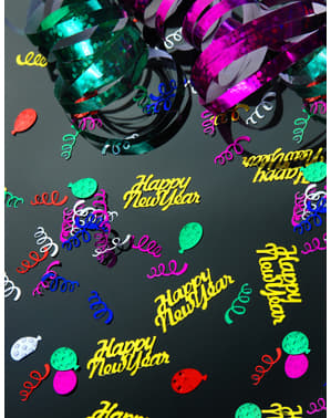 „Sretna Nova godina” folija Tablica konfeti, zlato - Eva & Karneval Nova godina