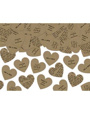 Confetti Meja Kertas Kraft Hati dengan Teks Campuran - Koleksi Rustic