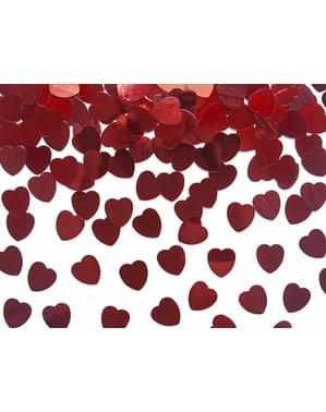 Kırmızı Kalpler Masa Örtüsü Konfeti, 10mm - Sevgililer Günü