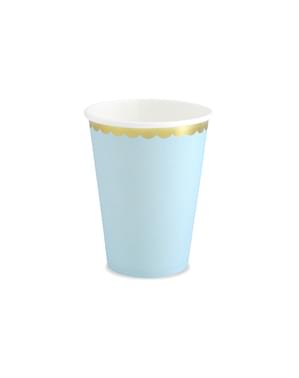 गोल्ड रिम, ब्लू - यम्मी के साथ 6 पेपर कप का सेट