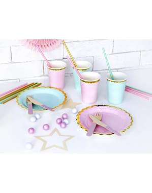 6 paperikuppia kultaisella reunuksella, pastellinpinkki - Yummy