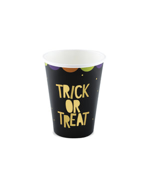 Set dari 6 "Trick or Treat" Piala Kertas, Black - Hocus Pocus Collection