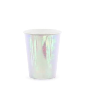 6 gobelets rose  iridescent en carton - Iridescent