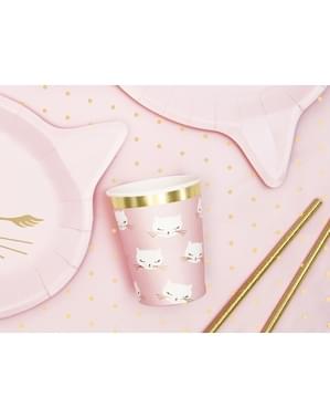 6 pappersmuggar pastellrosa katter  - Meow Party