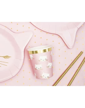 Set 6 Cangkir Kertas Kitty, Pastel Pink - Meow Party