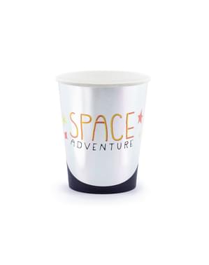 6 "स्पेस एडवेंचर" पेपर कप का सेट - स्पेस पार्टी