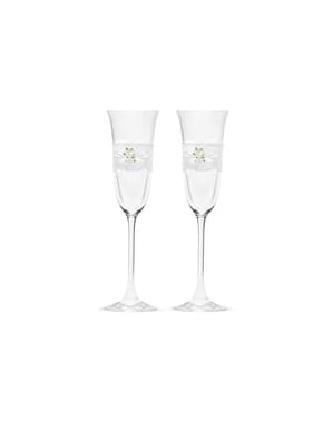Beyaz Dantelli & Güllü 2 Şampanya Bardak Seti