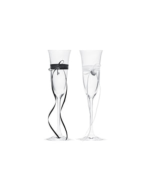 Set 2 Kacamata Champagne dengan Key & Heart Pendant