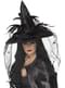 Sombrero de bruja con plumas y tul