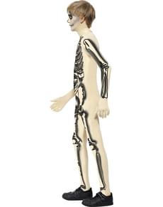 Second skin skeleton costume for a child