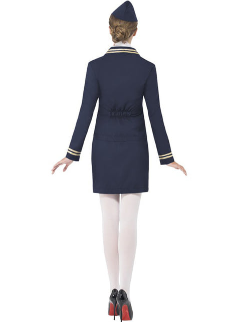 Stewardess Kostüm blau für Damen