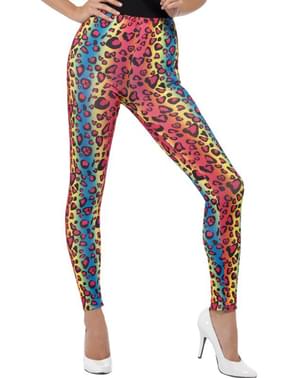 Farvede leopard leggings til kvinde