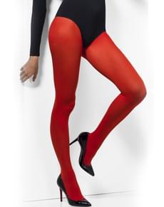 Meias-calças vermelhas opacas