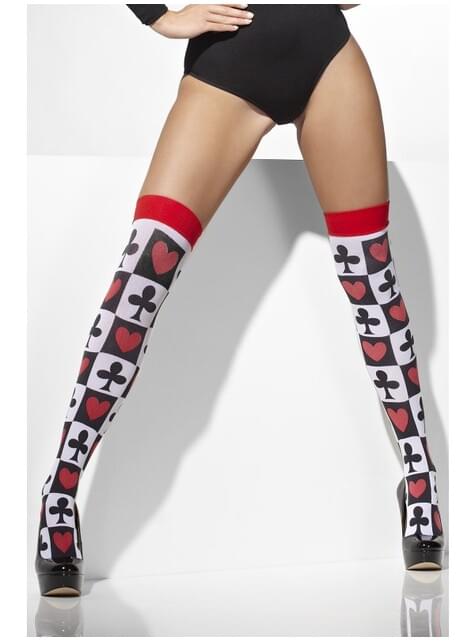 Harlekin Strümpfe Herzen und Kleeblätter