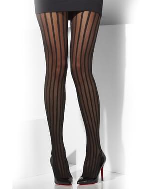 20s Style Transparent Striped Black Tights