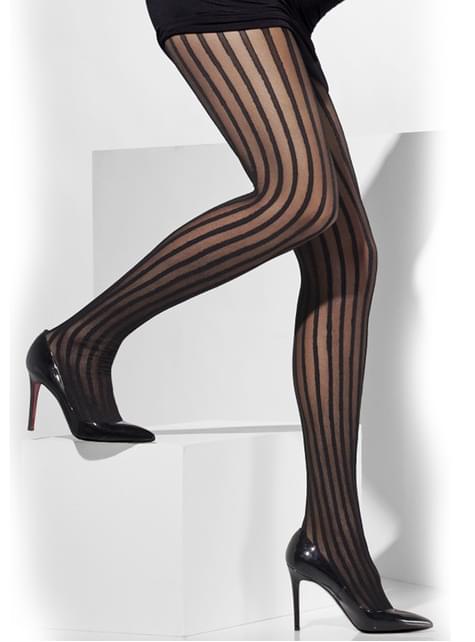 20s Style Transparent Striped Black Tights. The coolest