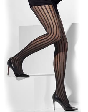 20s Style Transparent Striped Black Tights