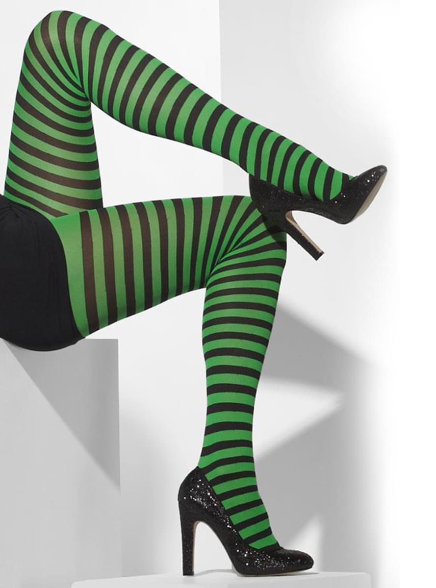 Dark green and black striped tights