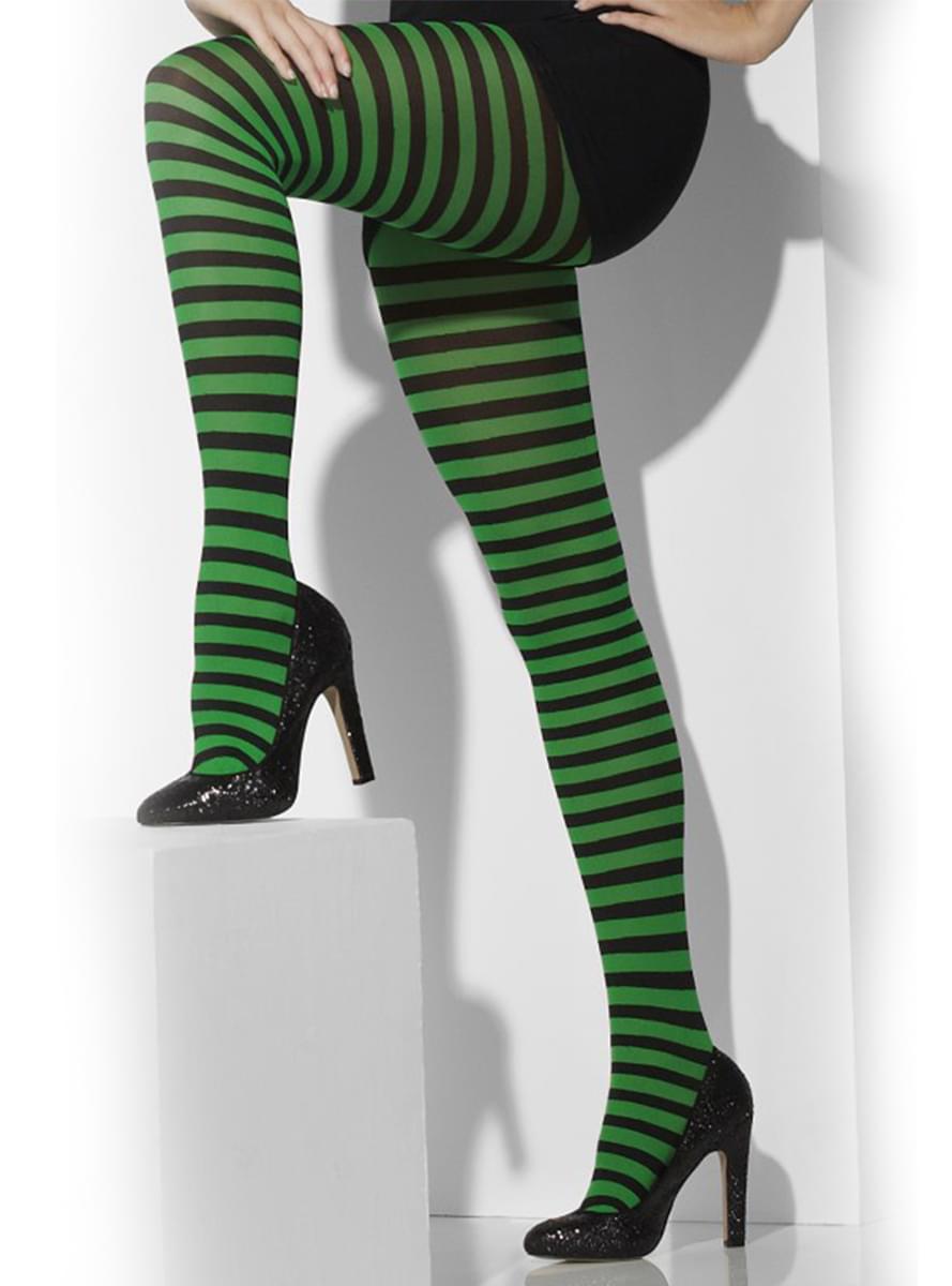 Pantys de rayas verde oscuro y negras