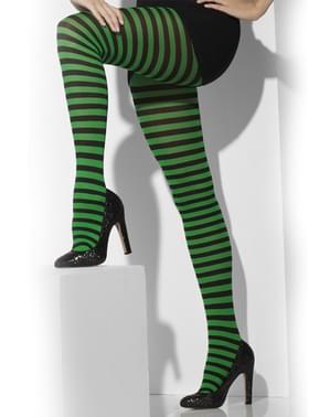 Dark green and black striped tights