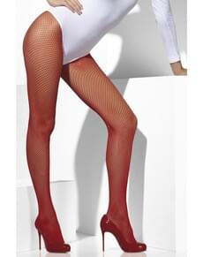 Meias-calças de rede vermelhas