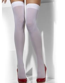 Meias-calças brancas opacas