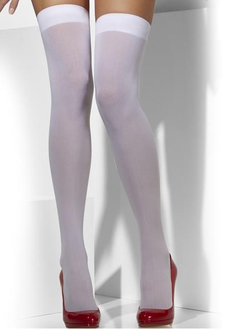 Opaque white hold up tights