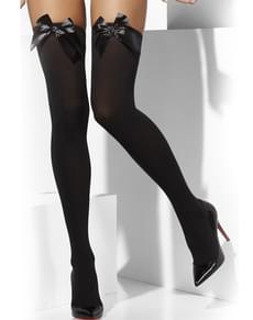 Meias-calças pretas com laço sexy