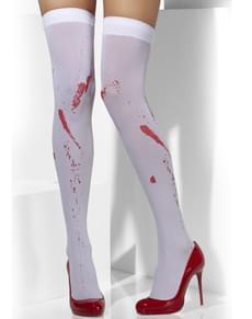 Meias-calças brancas com sangue