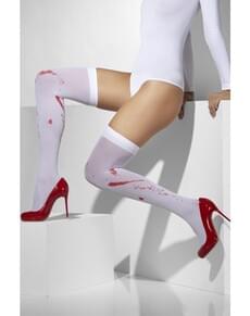 Meias-calças brancas com sangue