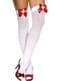 White nurse hold up tights with red bows