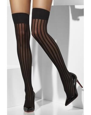 20s Style Striped Black Tights