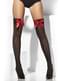Black striped hold up tights with red bows
