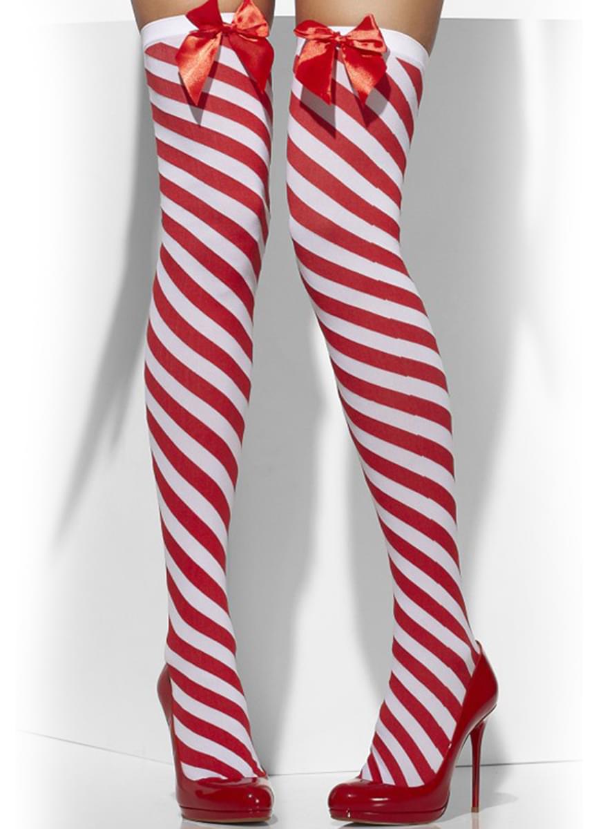 Candy cane hold up tights. Express delivery Funidelia