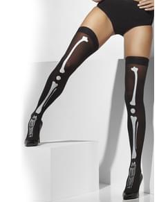 Meias-calças de esqueleto pretas