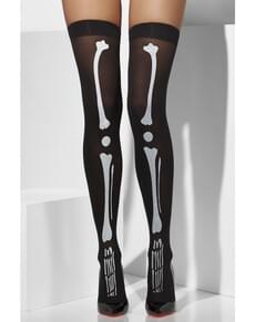 Meias-calças de esqueleto pretas