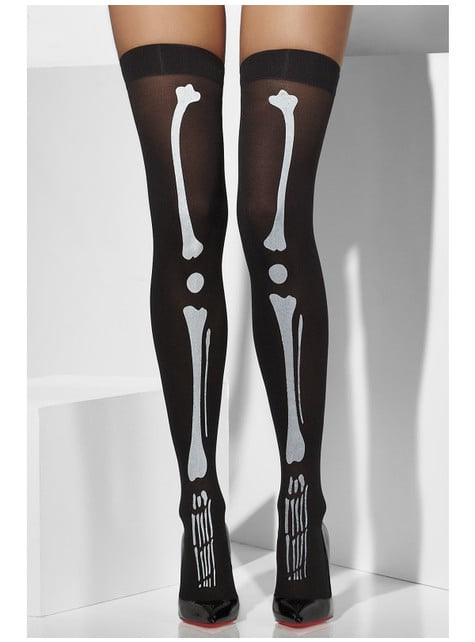 Black skeleton hold up tights