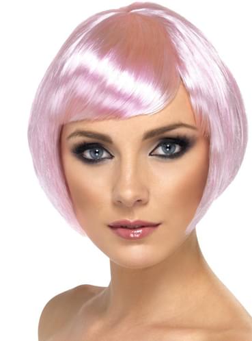 Pastel pink bob wig with fringe Funidelia