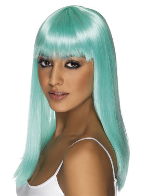 Blue glamour wig with fringe
