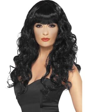 Black mermaid wig with fringe