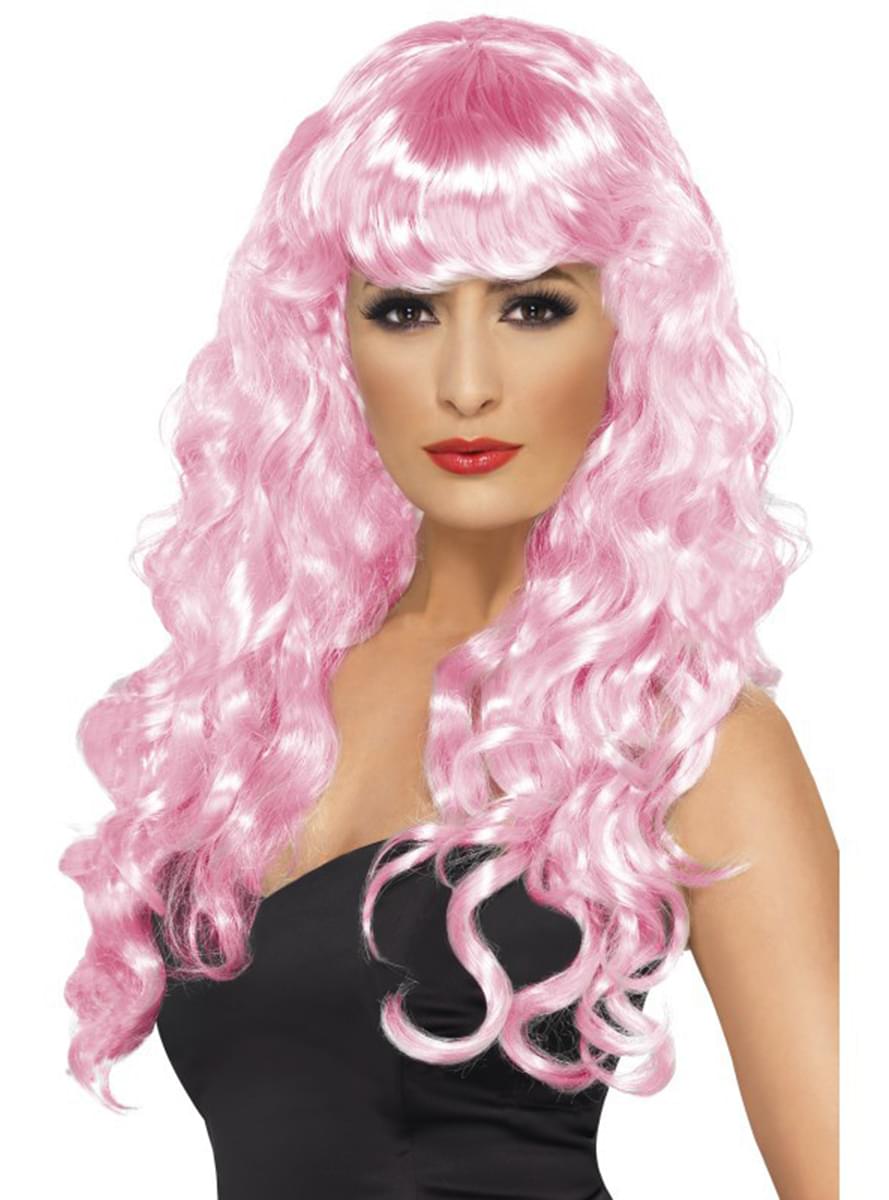 Long Pink Wig with Fringe