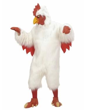 White plush chicken costume for an adult