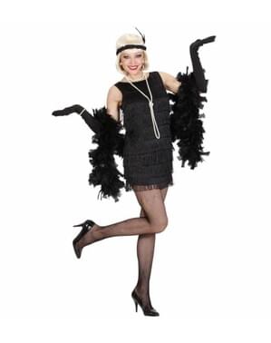 Costum de charlestone negru cu franjuri pentru femeie